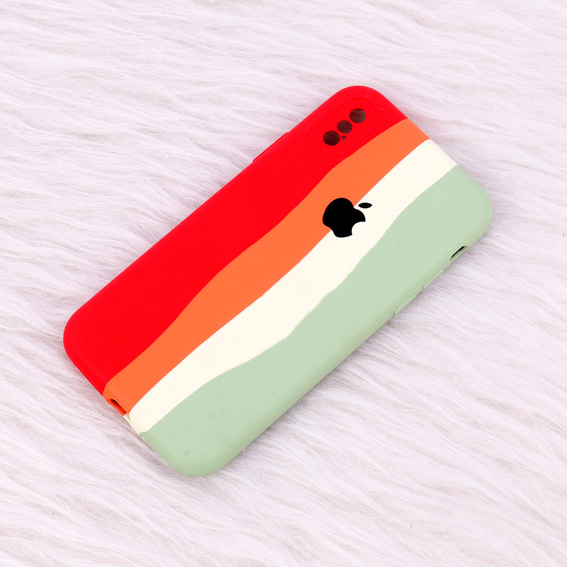 قاب سیلیکونی اورجینال رنگین کمانی iPhone X/XS