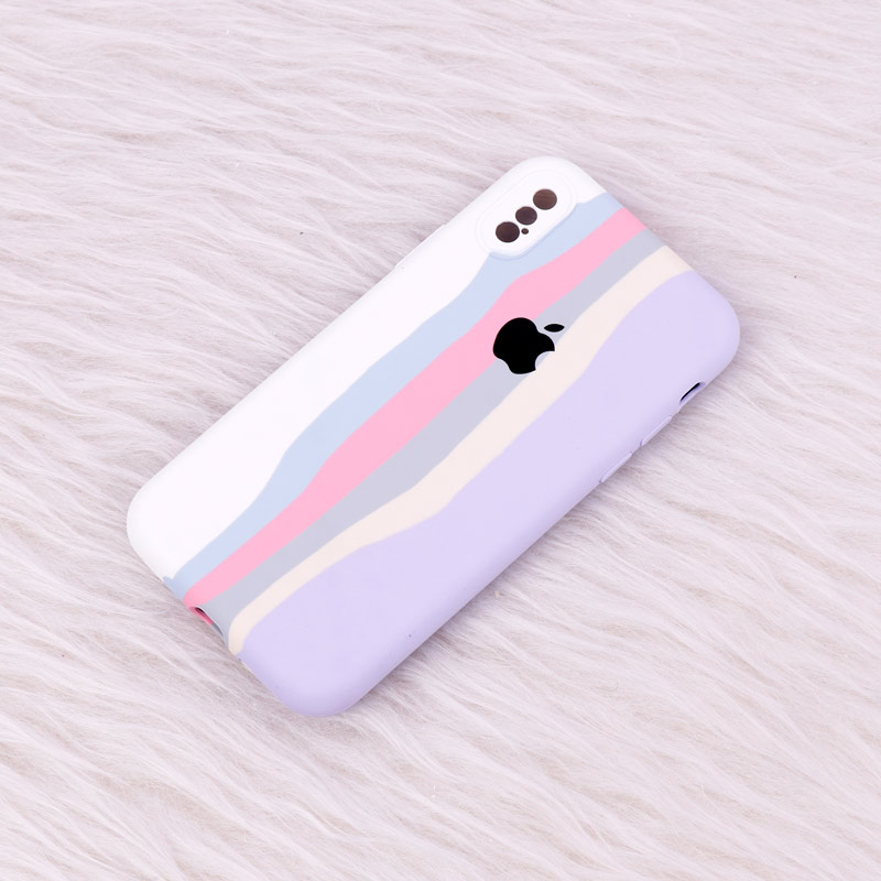 قاب سیلیکونی اورجینال رنگین کمانی iPhone X/XS