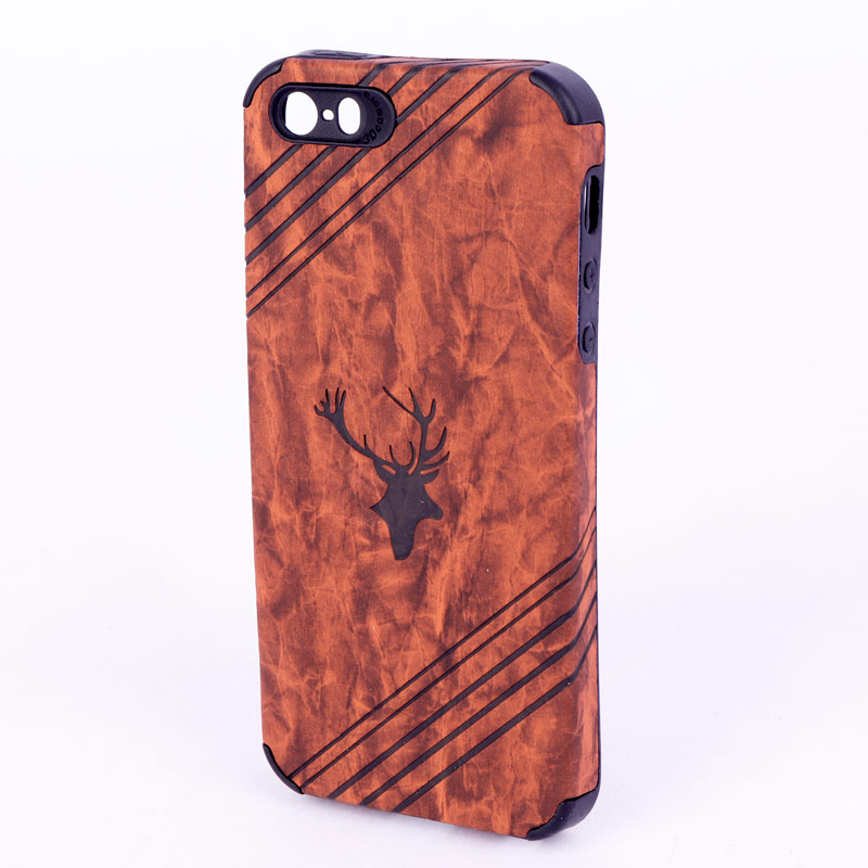 قاب ساده سیلیکونی چرمی گوزنی محافظ لنزدار iPhone 5 / 5s