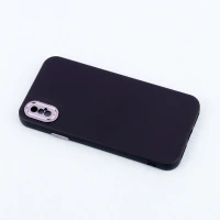 قاب طرح سیلیکونی محافظ لنزدار براق iPhone X / XS مشکی