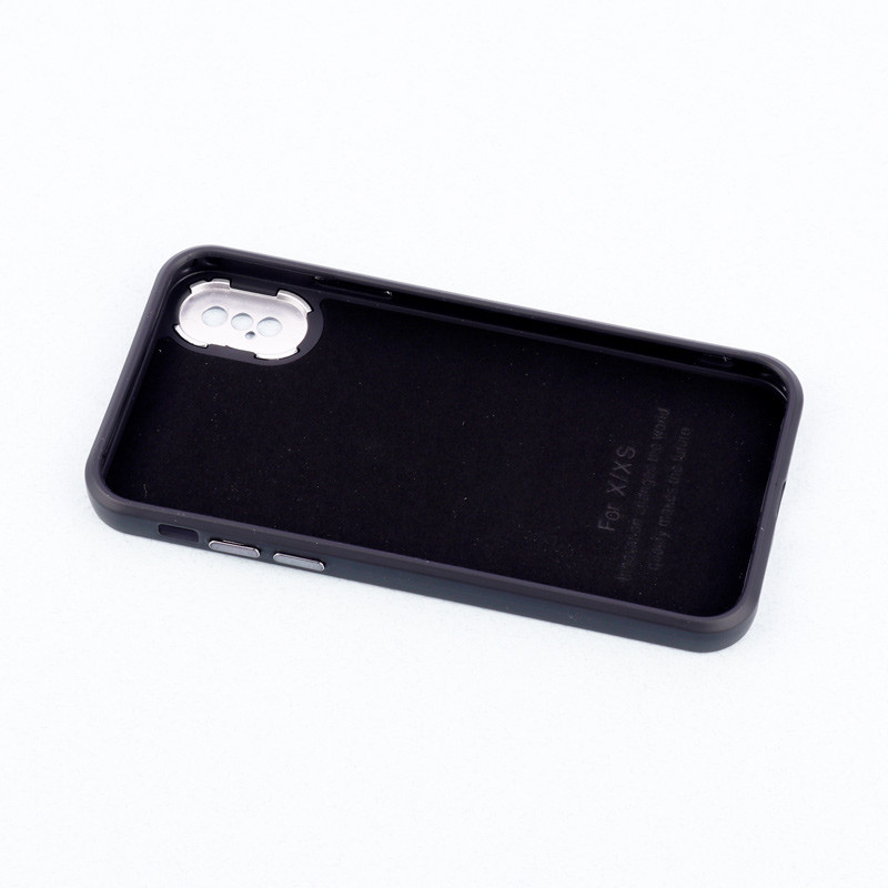 قاب طرح سیلیکونی محافظ لنزدار براق iPhone X / XS مشکی