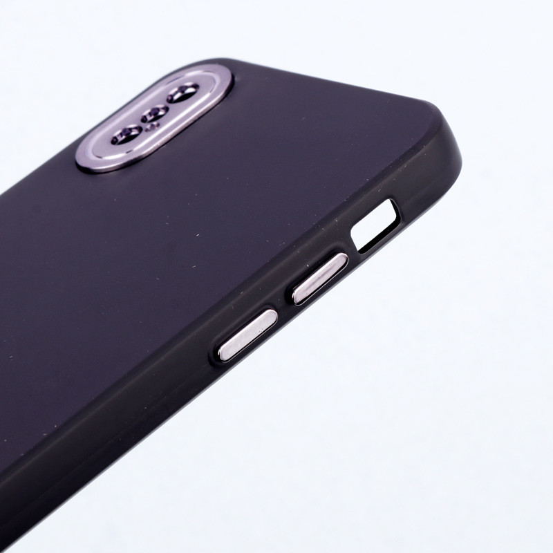 قاب طرح سیلیکونی محافظ لنزدار براق iPhone X / XS مشکی