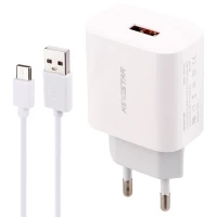 شارژر دیواری فست شارژ Kingstar KW141C 2Port 2.4A QC3.0 PD 18W + کابل تایپ سی