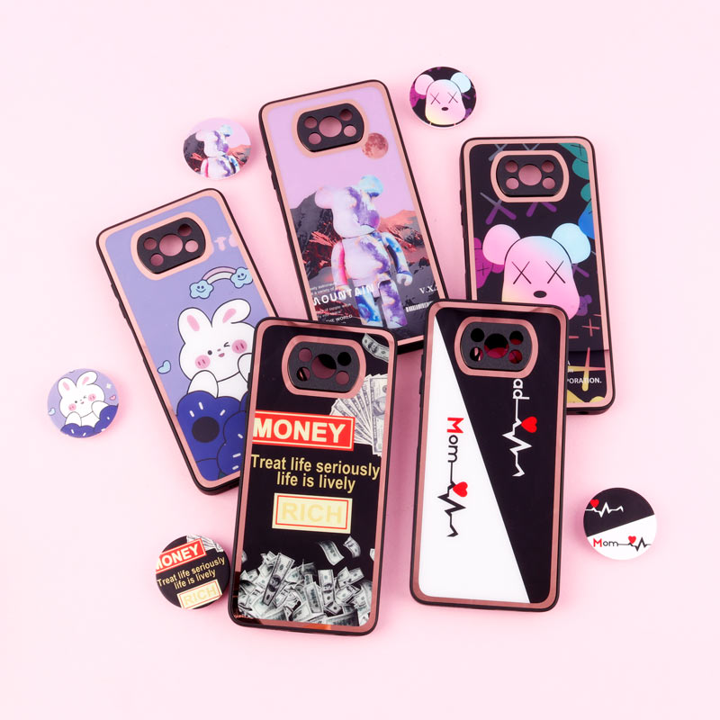 قاب فانتزی دور طلایی محافظ لنزدار + پاپ سوکت Xiaomi Poco X3