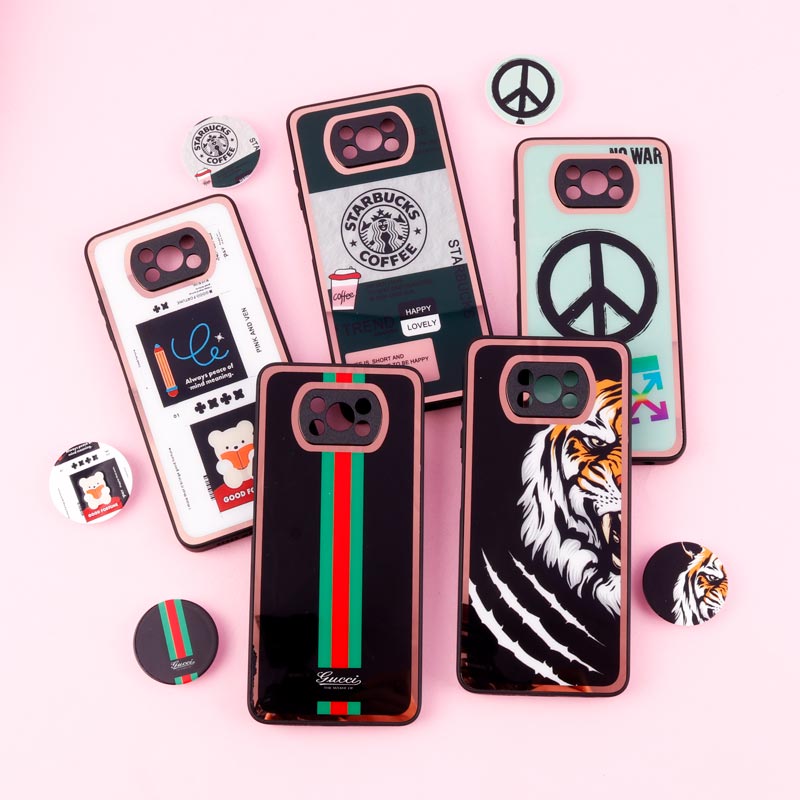 قاب فانتزی دور طلایی محافظ لنزدار + پاپ سوکت Xiaomi Poco X3