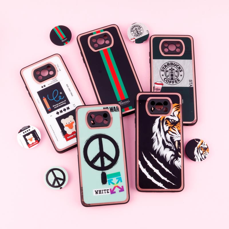 قاب فانتزی دور طلایی محافظ لنزدار + پاپ سوکت Xiaomi Poco X3