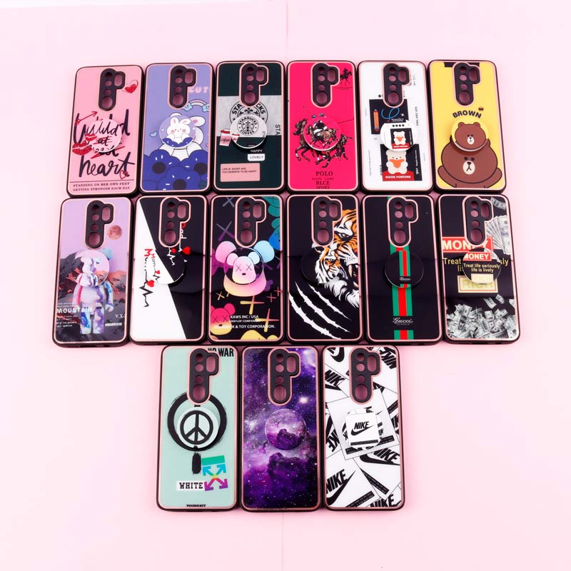 قاب فانتزی دور طلایی محافظ لنزدار + پاپ سوکت Xiaomi Redmi Note 8 Pro