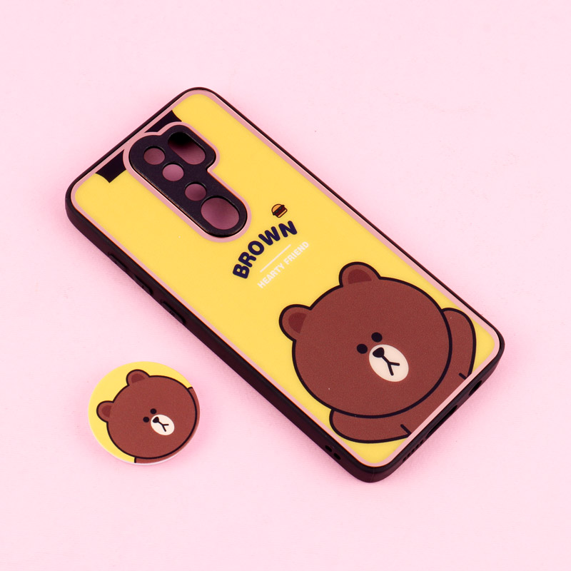 قاب فانتزی دور طلایی محافظ لنزدار + پاپ سوکت Xiaomi Redmi Note 8 Pro