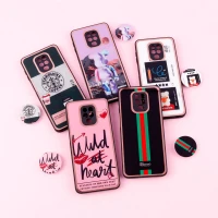 قاب فانتزی دور طلایی محافظ لنزدار + پاپ سوکت Xiaomi Redmi Note 9s
