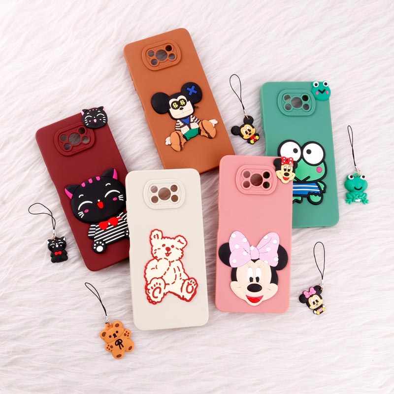 قاب عروسکی برجسته محافظ لنزدار Xiaomi Poco X3 + آویز