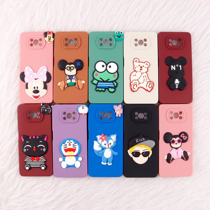 قاب عروسکی برجسته محافظ لنزدار Xiaomi Poco X3 + آویز