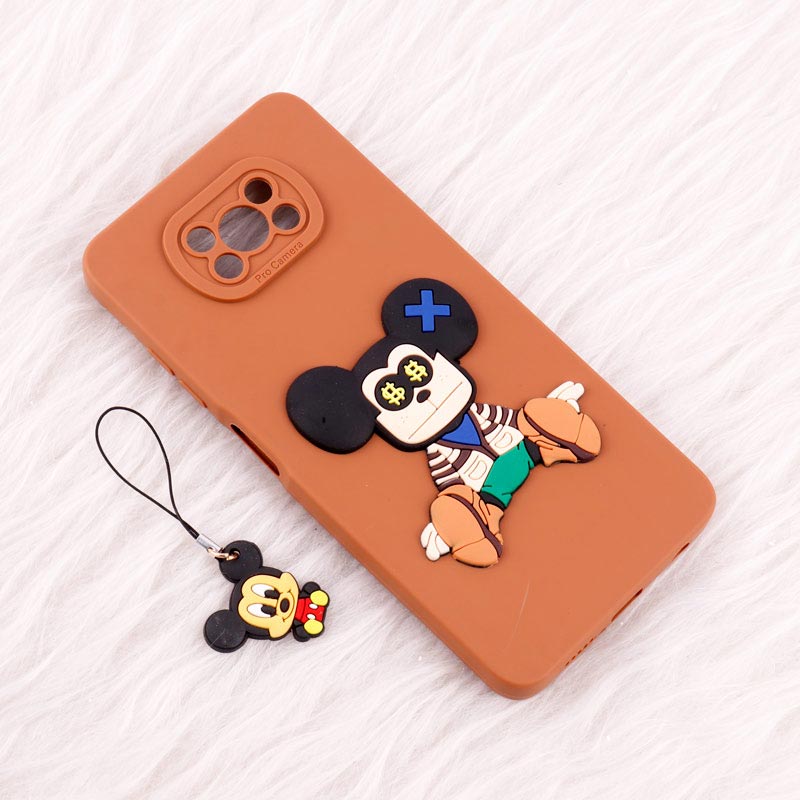 قاب عروسکی برجسته محافظ لنزدار Xiaomi Poco X3 + آویز