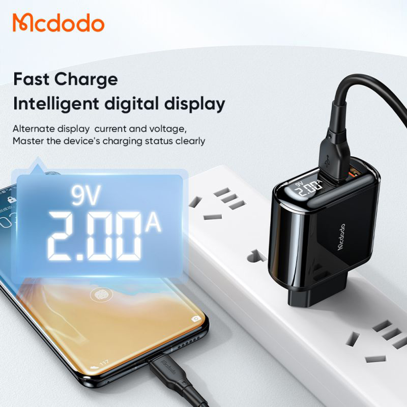 کلگی فست شارژ Mcdodo CH-6330 2Port 3A QC3.0 PD 18W