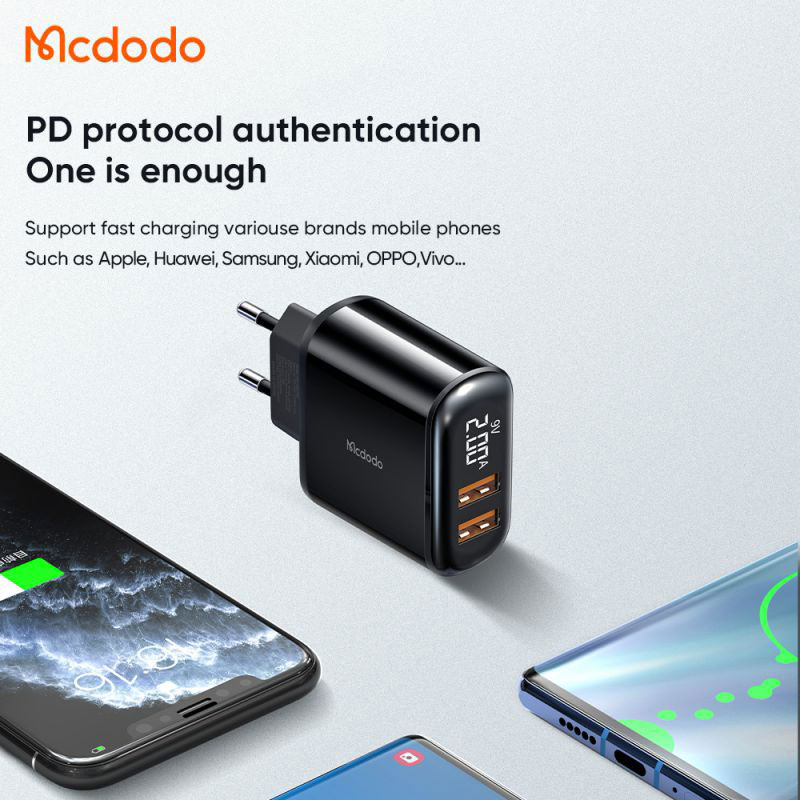 کلگی فست شارژ Mcdodo CH-6330 2Port 3A QC3.0 PD 18W