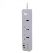 چند راهی 3 خانه برق ارت دار پرووان PPS615 با کابل 1.8 متری + شارژر USB و Type-C