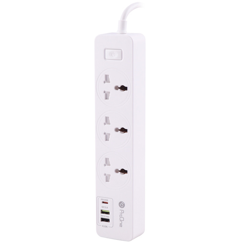 چند راهی 3 خانه برق ارت دار پرووان PPS615 با کابل 1.8 متری + شارژر USB و Type-C