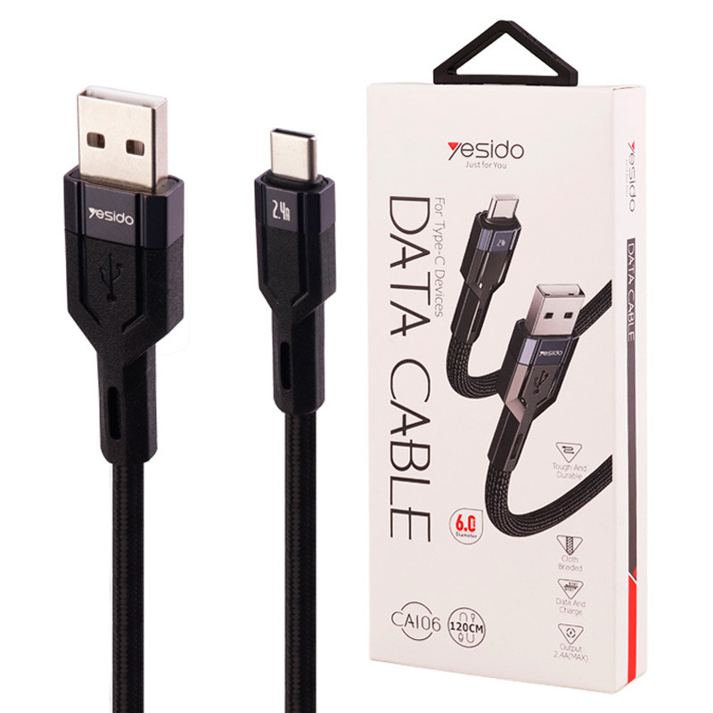 کابل تایپ سی فست شارژ Yesido CA106 2.4A 18W QC 1.2m