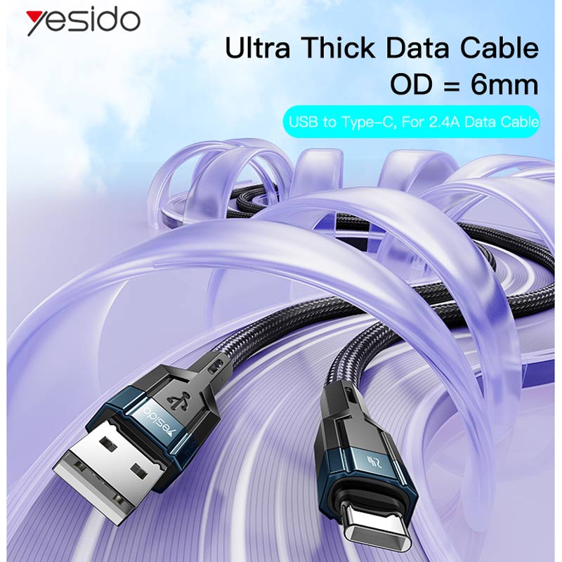 کابل تایپ سی فست شارژ Yesido CA106 2.4A 18W QC 1.2m