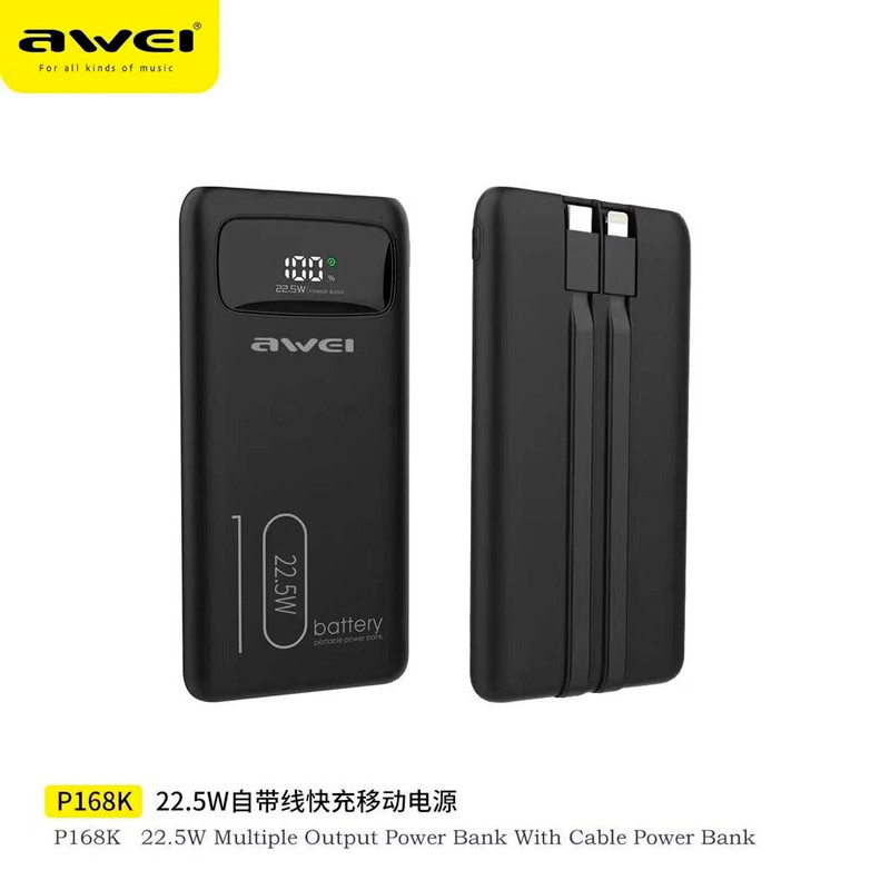 پاوربانک فست شارژ 10000 اوی Awei P168K 22.5W