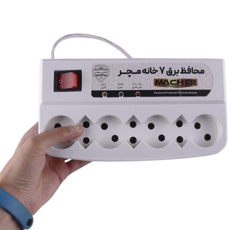 محافظ برق صوتی تصویری 7 خانه مچر با کابل 1.5 متری