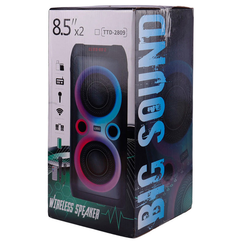 اسپیکر چمدانی بلوتوثی رم و فلش خور TTD-2809 + میکروفون و ریموت کنترل