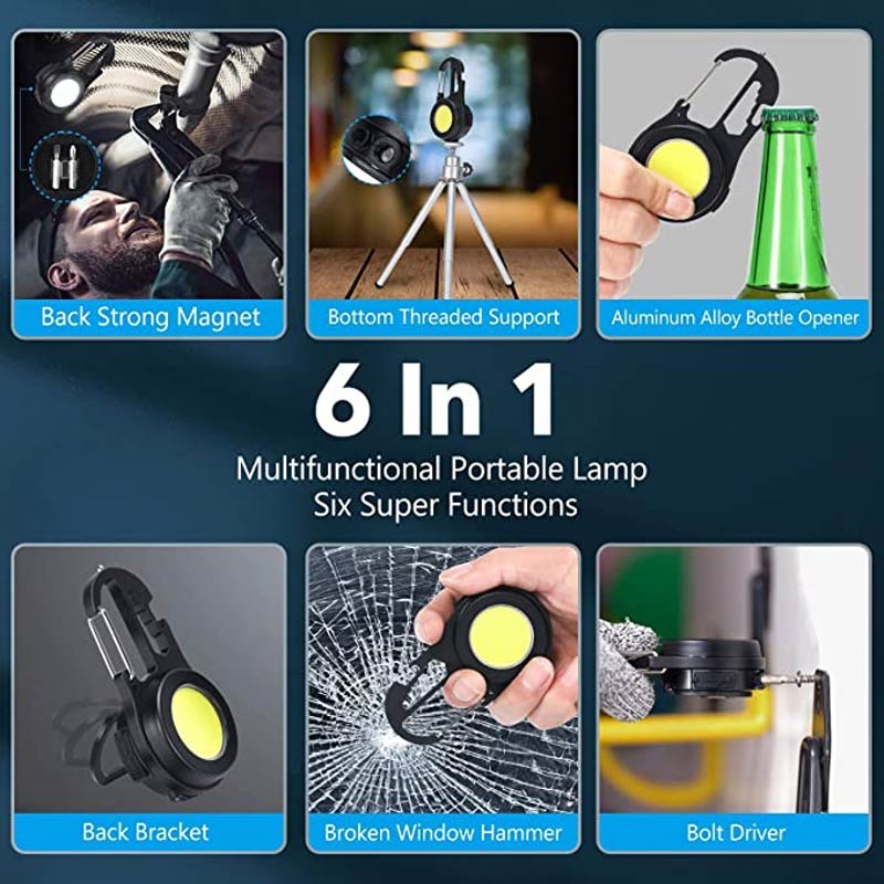 چراغ قوه قلاب دار COB 6IN1