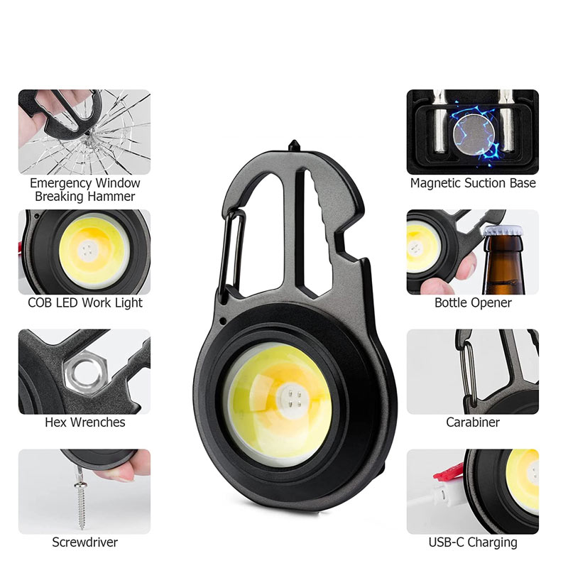 چراغ قوه قلاب دار COB 6IN1
