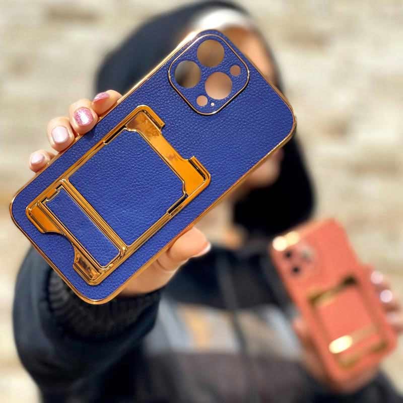 قاب محافظ لنزدار محکم چرمی جاکارتی دار iPhone 13