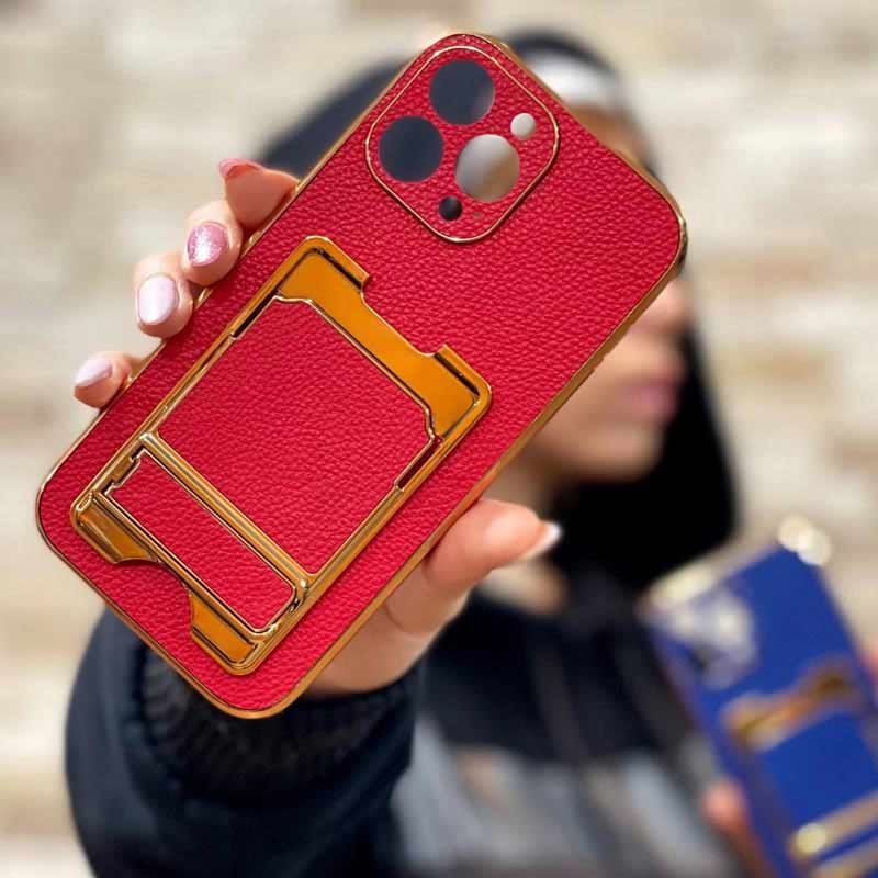 قاب محافظ لنزدار محکم چرمی جاکارتی دار iPhone 13
