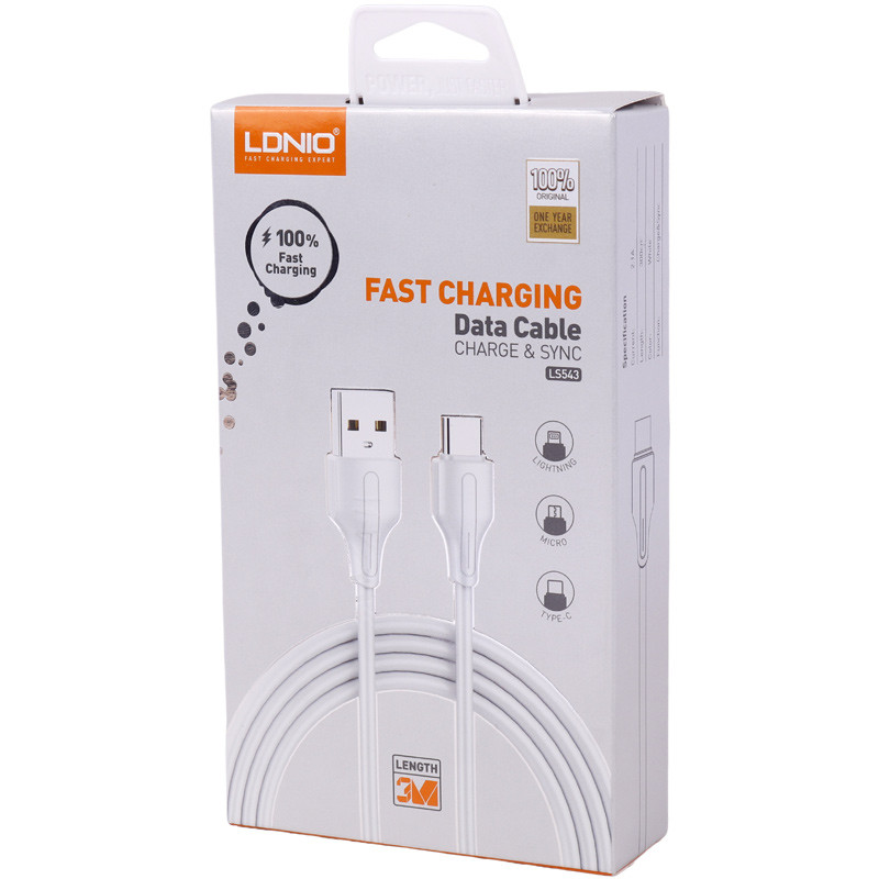 کابل میکرو یو اس بی فست شارژ Ldnio LS543 2.1A 3m