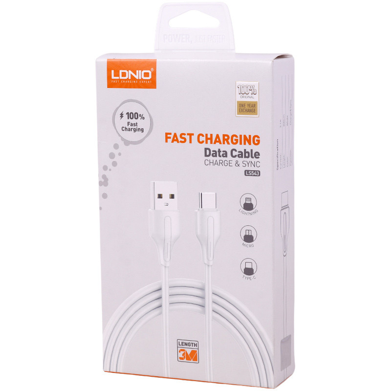 کابل تایپ سی فست شارژ Ldnio LS543 2.1A 3m