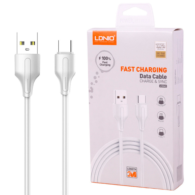 کابل تایپ سی فست شارژ Ldnio LS543 2.1A 3m