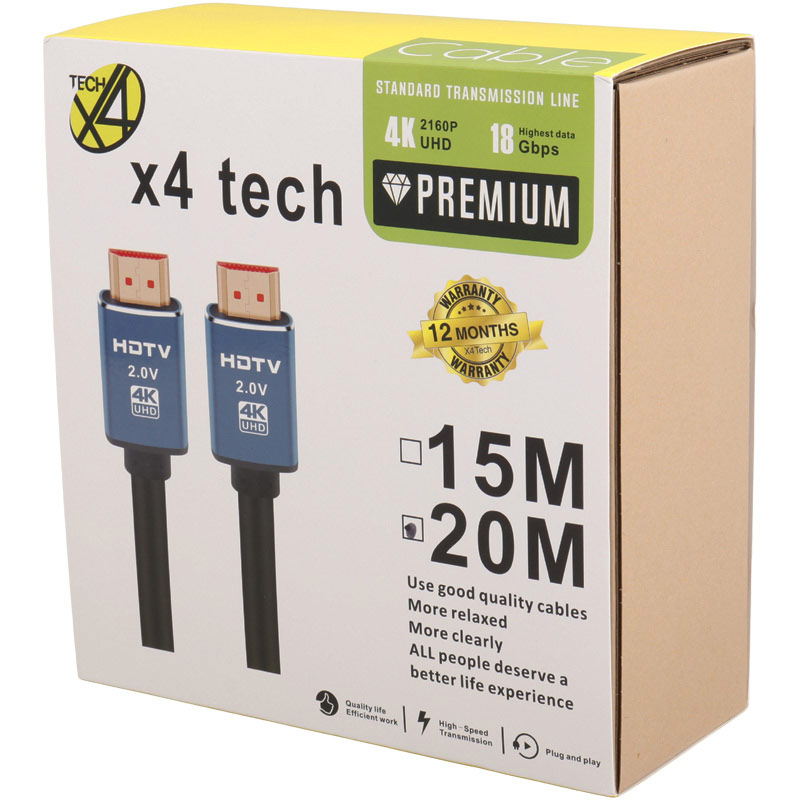 کابل X4Tech HDMI v2.0 4K 20m