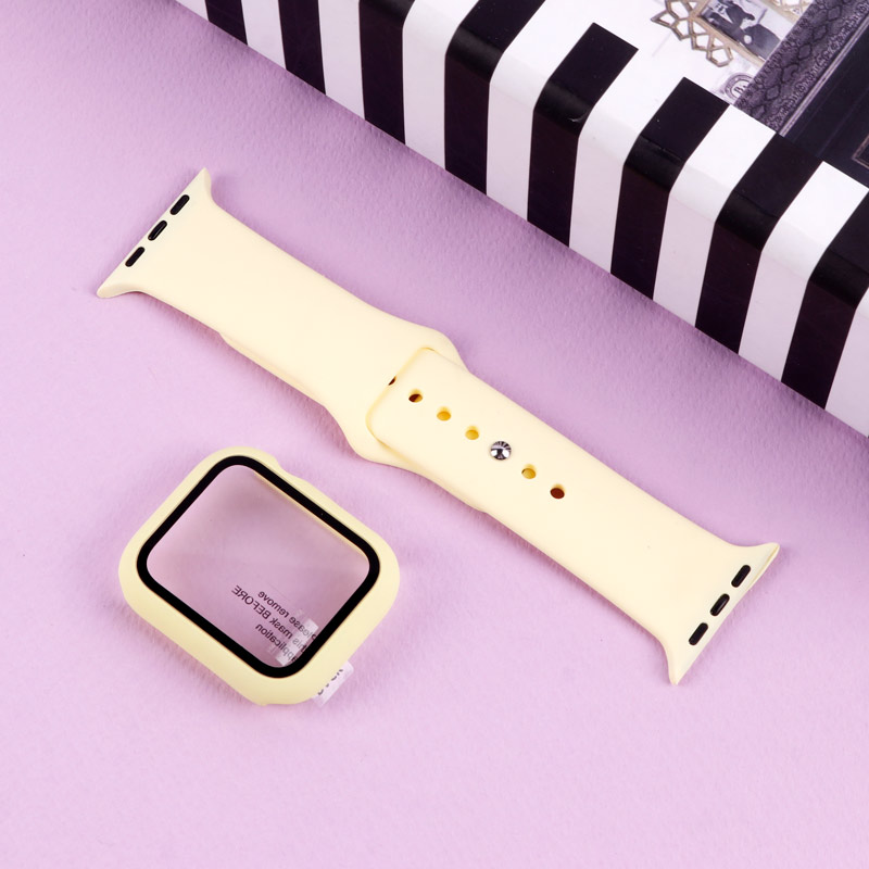 بند اپل واچ سیلیکونی + محافظ صفحه 44mm