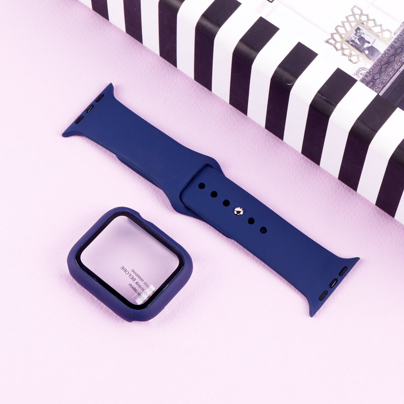 بند اپل واچ سیلیکونی + محافظ صفحه 44mm