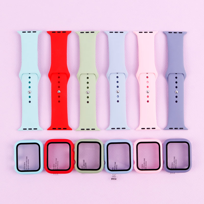 بند اپل واچ سیلیکونی + محافظ صفحه 44mm