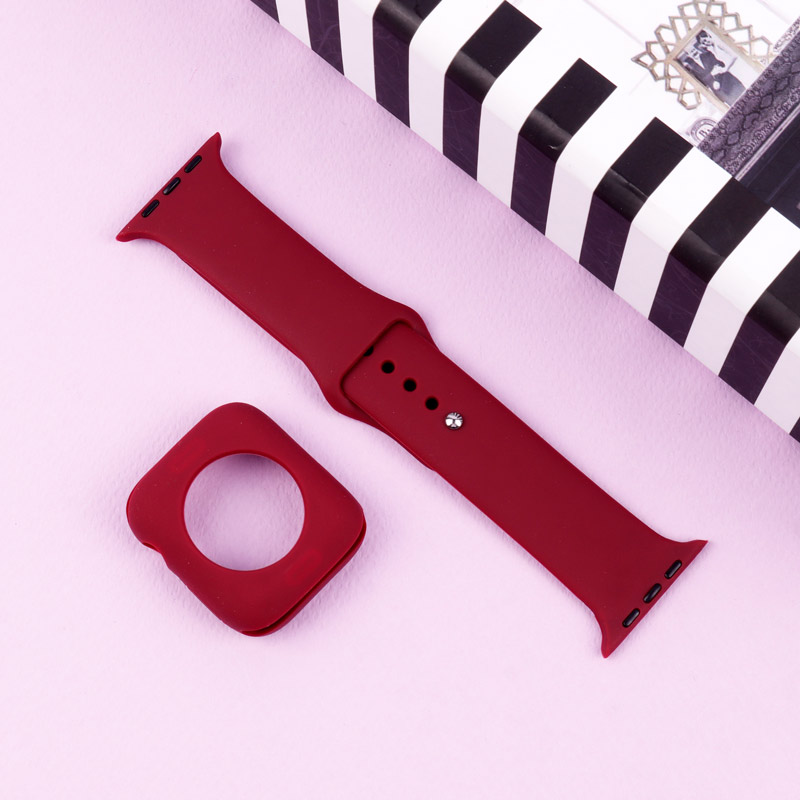 بند اپل واچ سیلیکونی + کاور صفحه 44mm