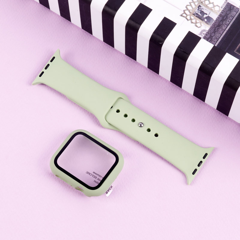 بند اپل واچ سیلیکونی + محافظ صفحه 44mm