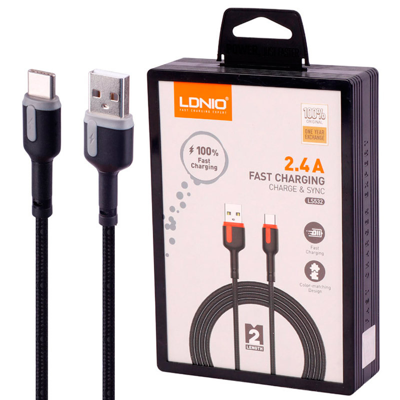 کابل تایپ سی فست شارژ Ldnio LS532 2.4A 2m