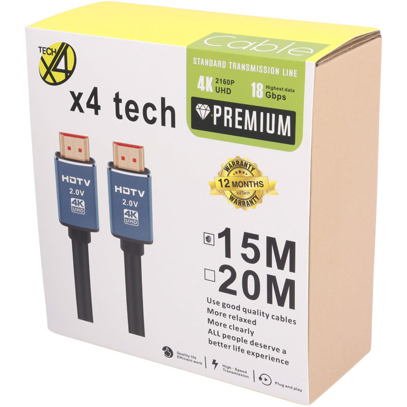 کابل X4Tech HDMI v2.0 4K 15m