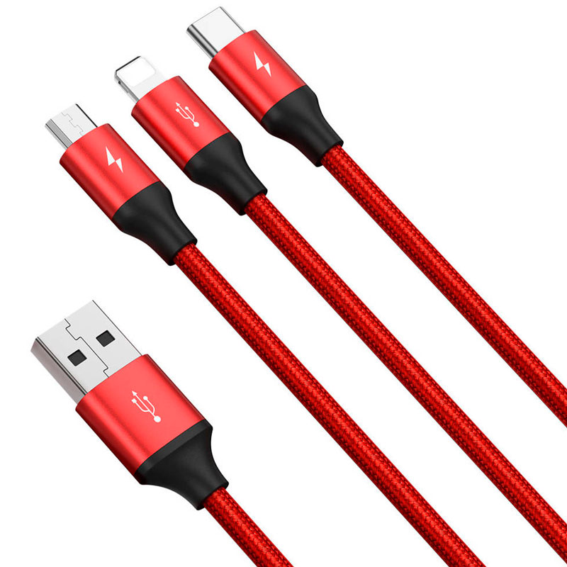 کابل ۳ سر فست شارژ Baseus Rapid Series CAJS00000 3.5A 1.2m