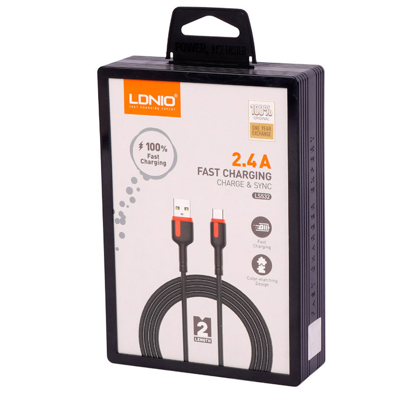 کابل آیفونی فست شارژ Ldnio LS532 2.4A 2m