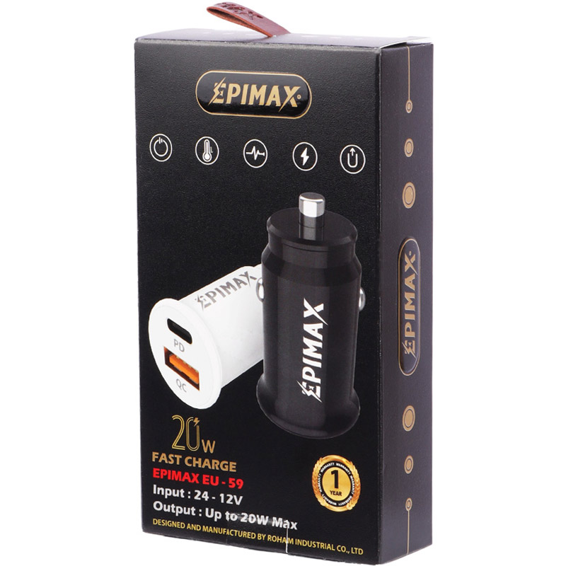 شارژر فندکی فست شارژ Epimax EU-59 3A QC3.0 PD 20W