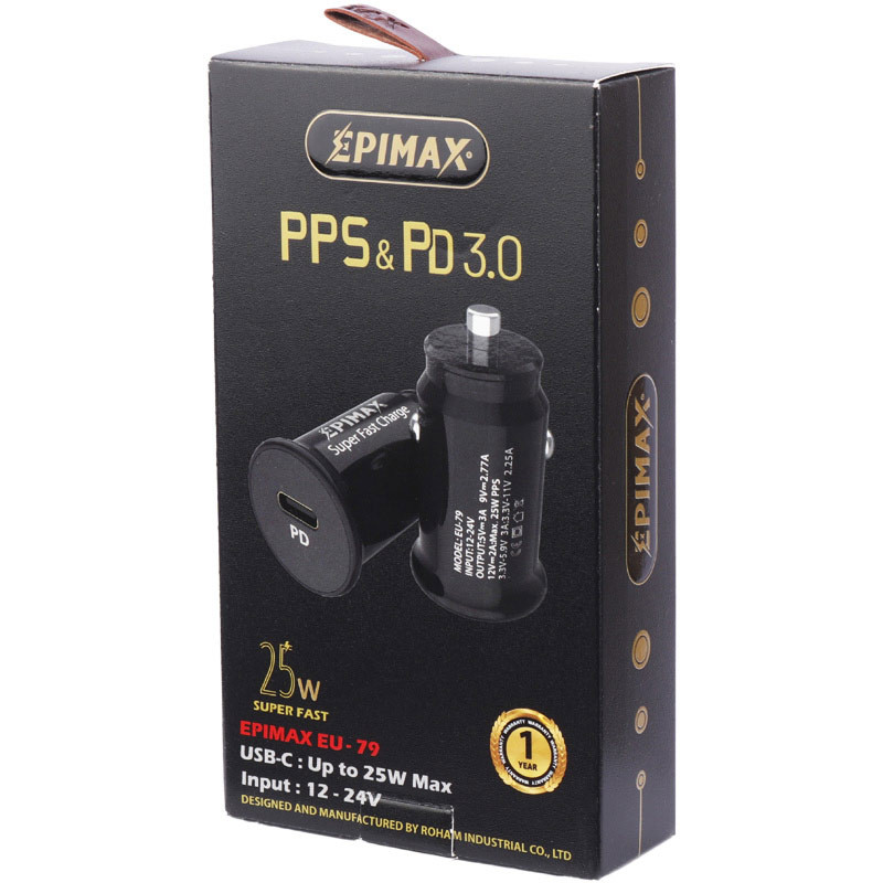 شارژر فندکی فست شارژ Epimax EU-79 3A QC3.0 PD 25W