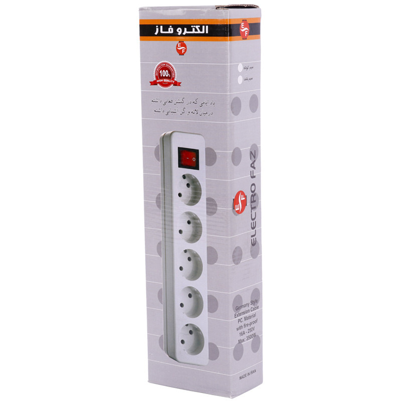 چند راهی 6 خانه برق الکتروفاز Electro faz با کابل 3 متری
