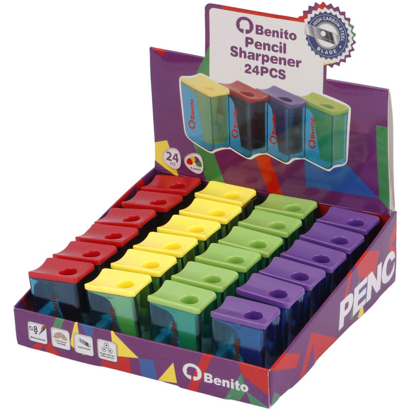 تراش پلاستیکی مخزن دار Benito B-1009 بسته 24 عددی