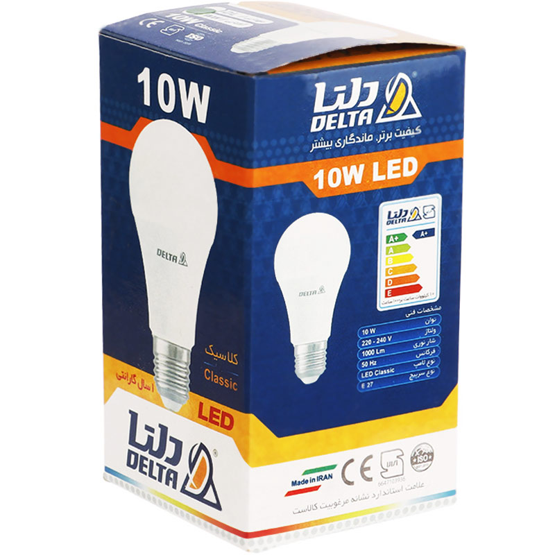 لامپ حبابی LED دلتا Delta Classic E27 10W کد 2