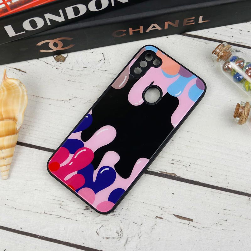 قاب طرحدار پشت گلسی محافظ لنزدار Samsung Galaxy A11