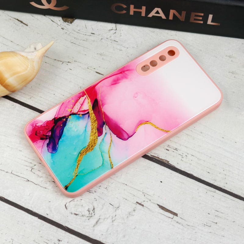 قاب طرحدار پشت گلسی محافظ لنزدار Samsung Galaxy A30s