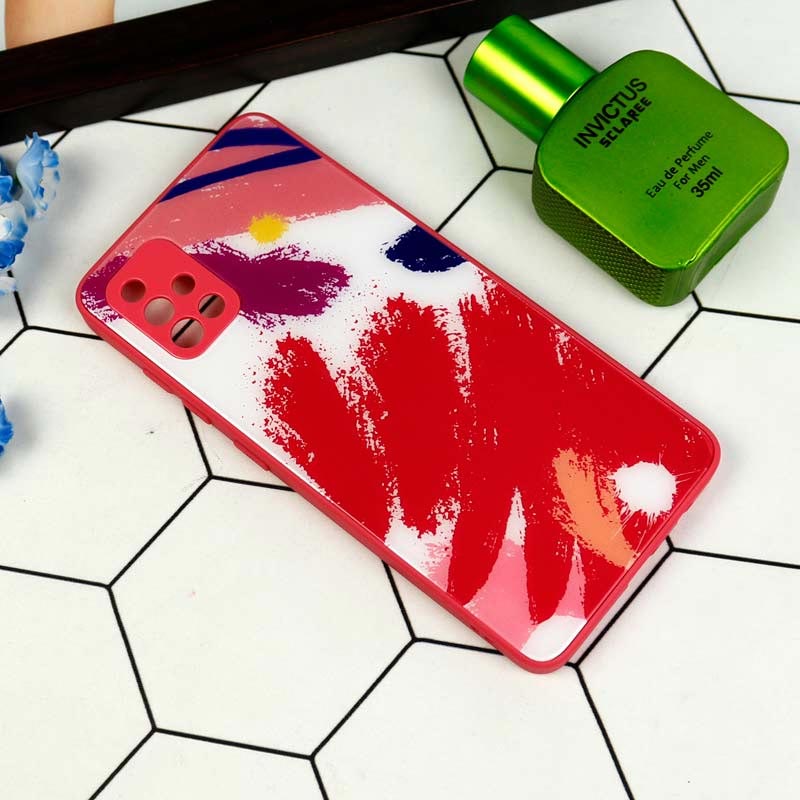 قاب طرحدار پشت گلسی محافظ لنزدار Samsung Galaxy A51